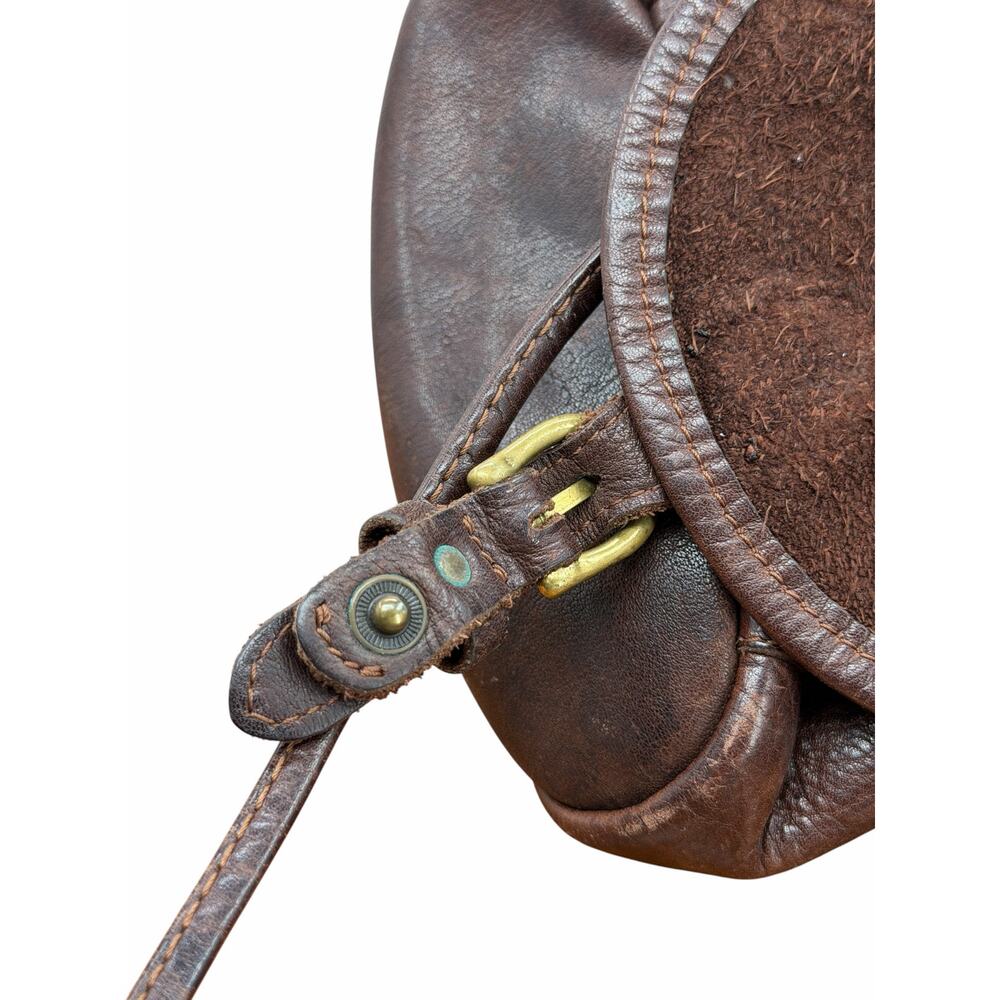 Vintage Gap 90s Brown Leather Crossbody Mini Bag Small Women's Saddle Bag Boho - Picture 9 of 10
